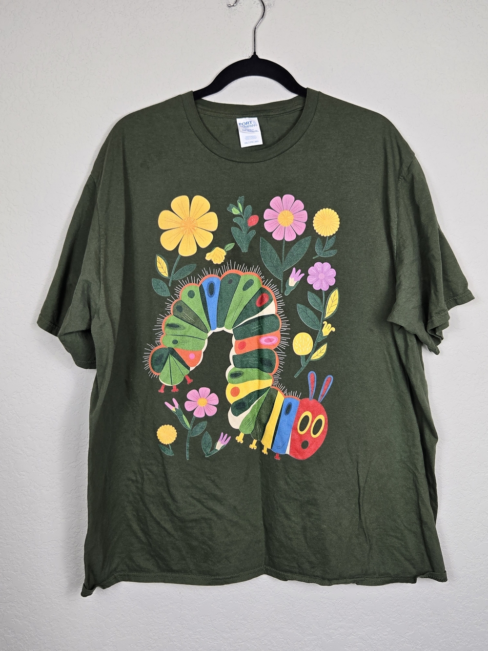 The Very Hungry Caterpillar Floral Graphic Tee Shirt Green 2XL Cotton Teacher - Picture 4 of 8